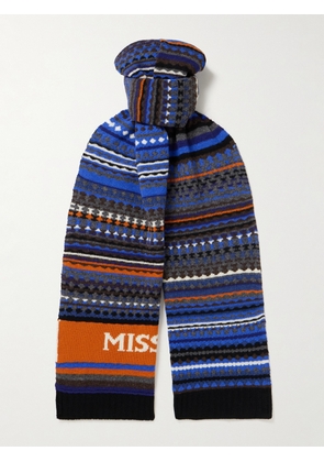 Missoni - Logo-Jacquard Striped Wool Scarf - Men - Blue