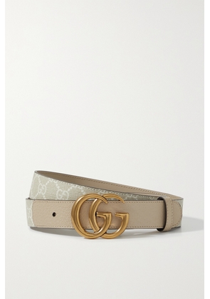 Gucci - Leather-trimmed Printed Coated-canvas Belt - White - 65,70,75,80,85,90,95