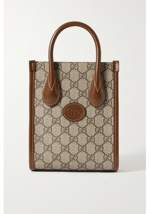Gucci - Gg Mini Leather-trimmed Printed Coated-canvas Tote - Brown - One size