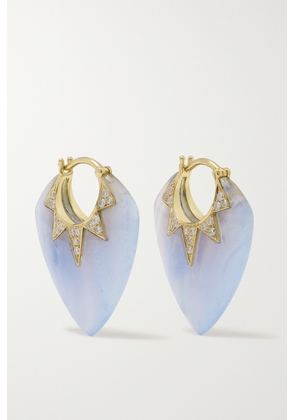 SORELLINA - Guitar Pick 18-karat Gold, Agate And Diamond Earrings - Blue - One size