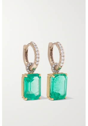 Irene Neuwirth - Gemmy Gem 18-karat Yellow And White Gold, Emerald And Diamond Hoop Earrings - Green - One size