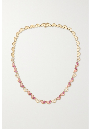 Gemella - Sweetheart 18-karat Gold Multi-stone Tennis Necklace - Pink - One size