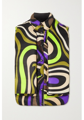PUCCI - Scarf-detailed Quilted Printed Shell Vest - Yellow - IT38,IT40,IT42,IT44,IT46,IT48