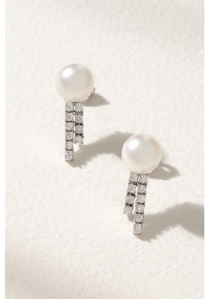 Mizuki - 18-karat White Gold, Pearl And Diamond Earrings - One size