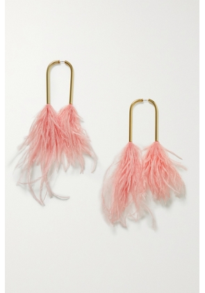 Cult Gaia - Meta Gold-tone Feather Earrings - Pink - One size