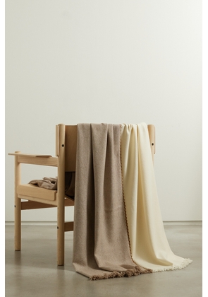 Loro Piana - Gobi Suede-trimmed Fringed Color-block Cashmere Throw - Cream - One size