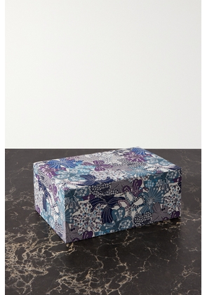 Sophie Bille Brahe - Trésor Grande Hawaii Floral-print Voile And Velvet Jewelry Box - Blue - One size