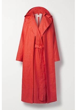 The Row - Badva Hooded Coated Linen-blend Trench Coat - Red - x small,small,medium,large