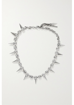 Alessandra Rich - Spiked Silver-tone Crystal Choker - One size