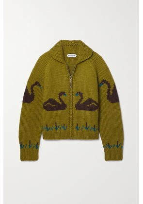 BODE - Rumney Jacquard-knit Wool Cardigan - Green - x small,small,medium,large,x large