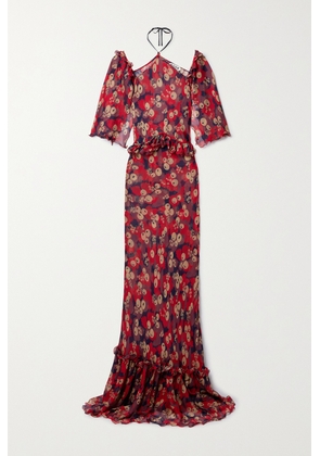 BODE - Jamberry Landis Cold-shoulder Ruffled Printed Crepon Maxi Dress - Multi - US0,US2,US4,US6,US8,US10,US12