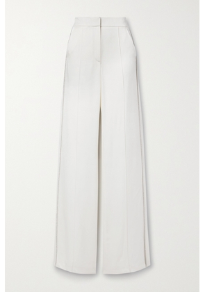 Veronica Beard - Millicent Crystal-embellished Satin-crepe Straight-leg Pants - White - US0,US2,US4,US6,US8,US10,US12