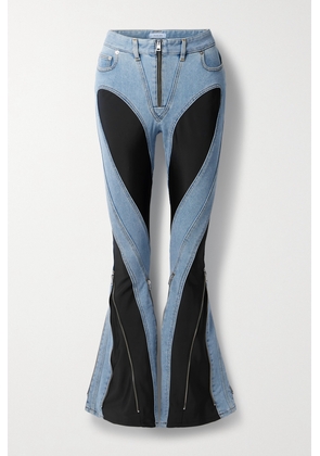 Mugler - Stretch Jersey-paneled High-rise Flared Jeans - Blue - FR34,FR36,FR38,FR40,FR42