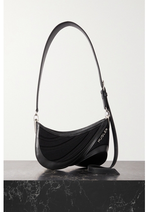 Mugler - Spiral Curve Medium Leather And Quilted Denim Shoulder Bag - Black - One size