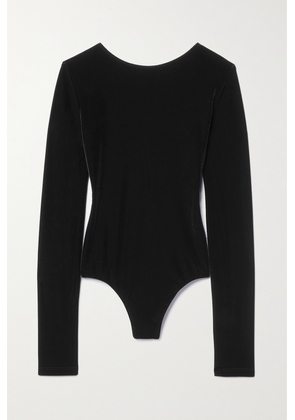 AGOLDE - Corrin Open-back Stretch-velvet Bodysuit - Black - x small,small,medium,large,x large