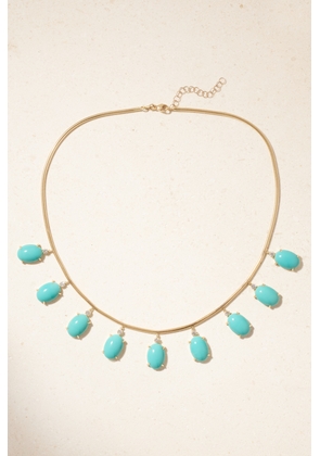 Jenna Blake - 18-karat Gold, Turquoise And Diamond Necklace - One size