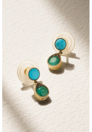 Jenna Blake - 18-karat Gold, Turquoise And Emerald Earrings - One size