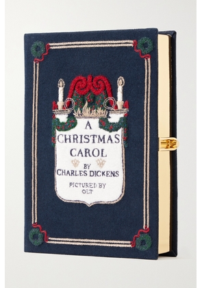 Olympia Le-Tan - Christmas Carol Embroidered Appliquéd Canvas Clutch - Black - One size