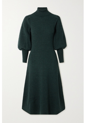 Cefinn - Eva Ribbed Merino Wool-blend Turtleneck Midi Dress - Green - x small,small,medium,large,x large