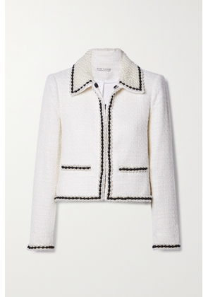 Alice + Olivia - Kidman Cropped Bead-embellished Tweed Jacket - Off-white - x small,small,medium,large