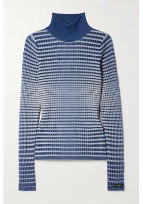 Cordova - Valais Ribbed Striped Merino Wool Turtleneck Sweater - Blue - x small,small,medium,large