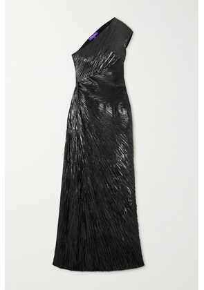 Ralph Lauren Collection - Hadlea One-shoulder Pleated Metallic Silk-plissé Gown - Black - US4,US8,US12