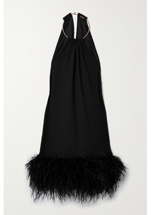 Cult Gaia - Reeves Feather-trimmed Embellished Crepe Mini Dress - Black - x small,small,medium,large,x large
