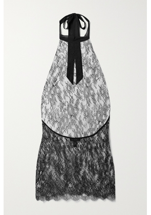 Kiki de Montparnasse - Silk Satin-trimmed Lace Halterneck Chemise - Black - x small,small,medium,large