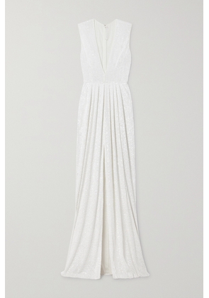 Naeem Khan - Petra Pleated Sequined Tulle Gown - Ivory - US2,US4,US6,US8,US10,US12
