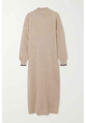 Brunello Cucinelli - Ribbed Alpaca And Cotton-blend Midi Dress - Neutrals - xx small,x small,small,medium,large,x large