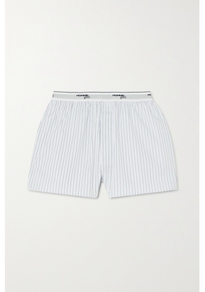 Hommegirls - Striped Cotton-poplin Shorts - Blue - small,medium,large
