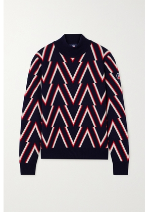 Fusalp - Meera Appliquéd Striped Wool Turtleneck Sweater - Blue - x small,small,medium,large