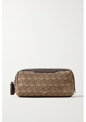 Anya Hindmarch - Girlie Stuff Textured Leather-trimmed Canvas-jacquard Cosmetics Case - Brown - One size