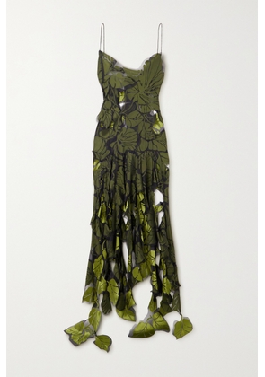 Acne Studios - Dimena Cutout Floral-print Shell Midi Dress - Green - EU 32,EU 34,EU 36,EU 38,EU 40