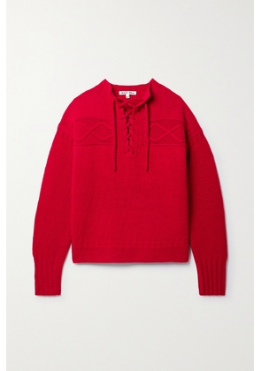 Alex Mill - Lace-up Merino Wool-blend Sweater - Red - x small,small,medium,large,x large