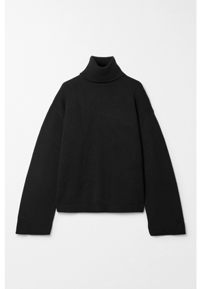 The Frankie Shop - Rhea Trapeze Wool And Cotton-blend Turtleneck Sweater - Black - x small,small,medium,large,x large