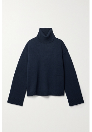 The Frankie Shop - Rhea Trapeze Wool And Cotton-blend Turtleneck Sweater - Blue - x small,small,medium,large,x large