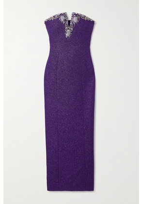 Miss Sohee - + The Vanguard Strapless Crystal-embellished Metallic Woven Maxi Dress - Purple - UK 6,UK 8,UK 10,UK 12
