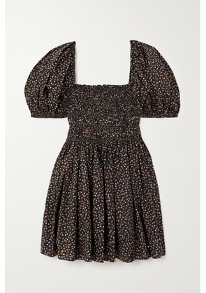 Matteau - + Net Sustain Shirred Printed Organic Cotton Mini Dress - Multi - 1,2,3,4,5