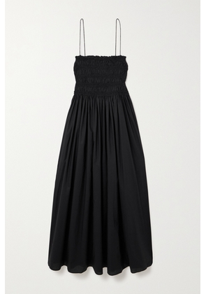Matteau - + Net Sustain Shirred Organic Cotton Midi Dress - Black - 1,2,3,4,5