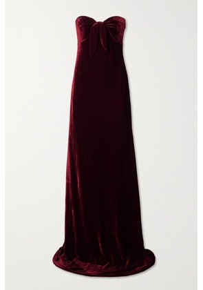 Ralph Lauren Collection - Niles Strapless Bow-embellished Velvet Gown - Burgundy - US0,US2,US4,US6,US8,US10,US12,US14