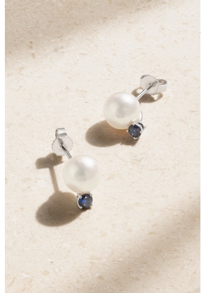 Mikimoto - 18-karat White Gold, Pearl And Sapphire Earrings - One size