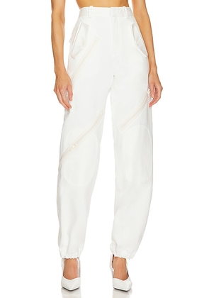 Monse Zipper Detail Cargo Pants in White. Size 8.