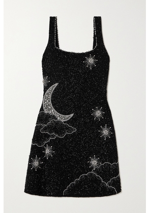 Clio Peppiatt - Lucina Embellished Stretch-mesh Mini Dress - Black - x small,small,medium,large,x large