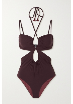 Johanna Ortiz - + Net Sustain Thorny Tasseled Cutout Ribbed Swimsuit - Brown - x small,small,medium,large,x large