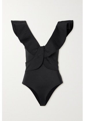 Johanna Ortiz - + Net Sustain Island Rhythms Open-back Ruffled Swimsuit - Black - x small,small,medium,large,x large