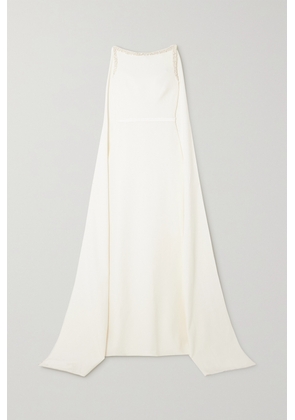 Safiyaa - Ginevra Cape-effect Embellished Stretch-crepe Gown - White - FR34,FR36,FR38,FR40,FR42,FR44,FR46
