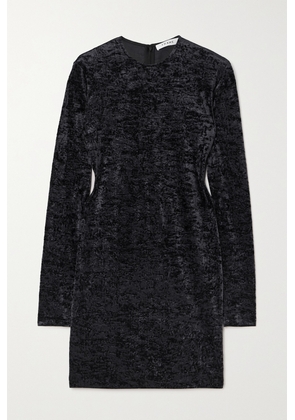 FRAME - Crushed-velvet Mini Dress - Black - xx small,x small,small,medium,large,x large