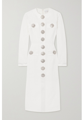 Andrew Gn - Crystal Embellished Satin-trimmed Crepe Midi Dress - Off-white - FR34,FR36,FR38,FR40,FR42
