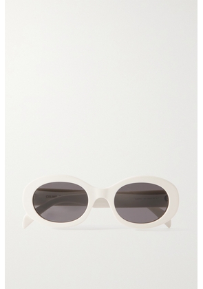 CELINE Eyewear - Triomphe Oval-frame Acetate Sunglasses - Ivory - One size